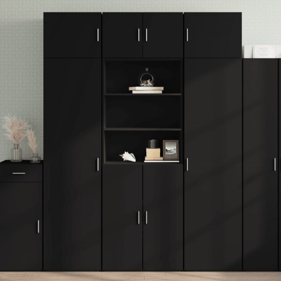 Buffet haut noir 70x42,5x185 cm bois d'ingénierie