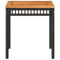 Table de jardin noir 38x38x42 cm résine tressée et bois acacia