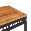 Table de jardin noir 38x38x42 cm résine tressée et bois acacia