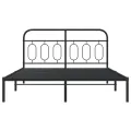 Cadre de lit métal sans matelas avec tête de lit noir 140x200cm