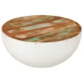 Table basse en forme de bol blanc bois de récupération massif