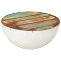 Table basse en forme de bol blanc bois de récupération massif