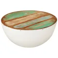 Table basse en forme de bol blanc bois de récupération massif