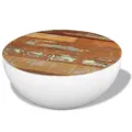 Table basse en forme de bol blanc bois de récupération massif