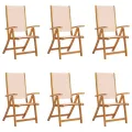 Chaises pliables de jardin lot de 6 bois d'acacia et textilène