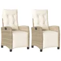 Chaises inclinables de jardin lot de 2 avec repose-pied rotin