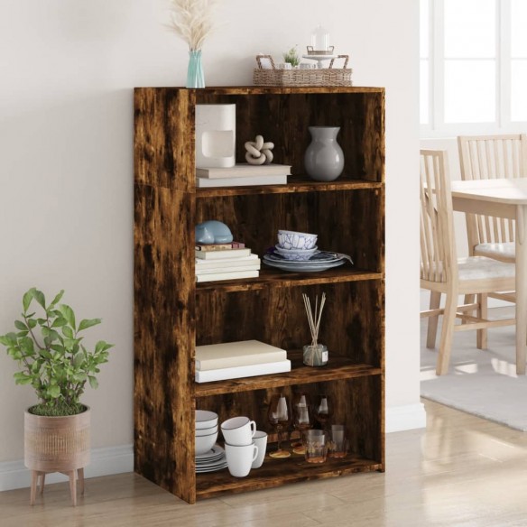 Buffet haut chêne fumé 70x41x124 cm bois d'ingénierie