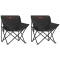 Chaise de camping avec poche pliable lot de 2 noir