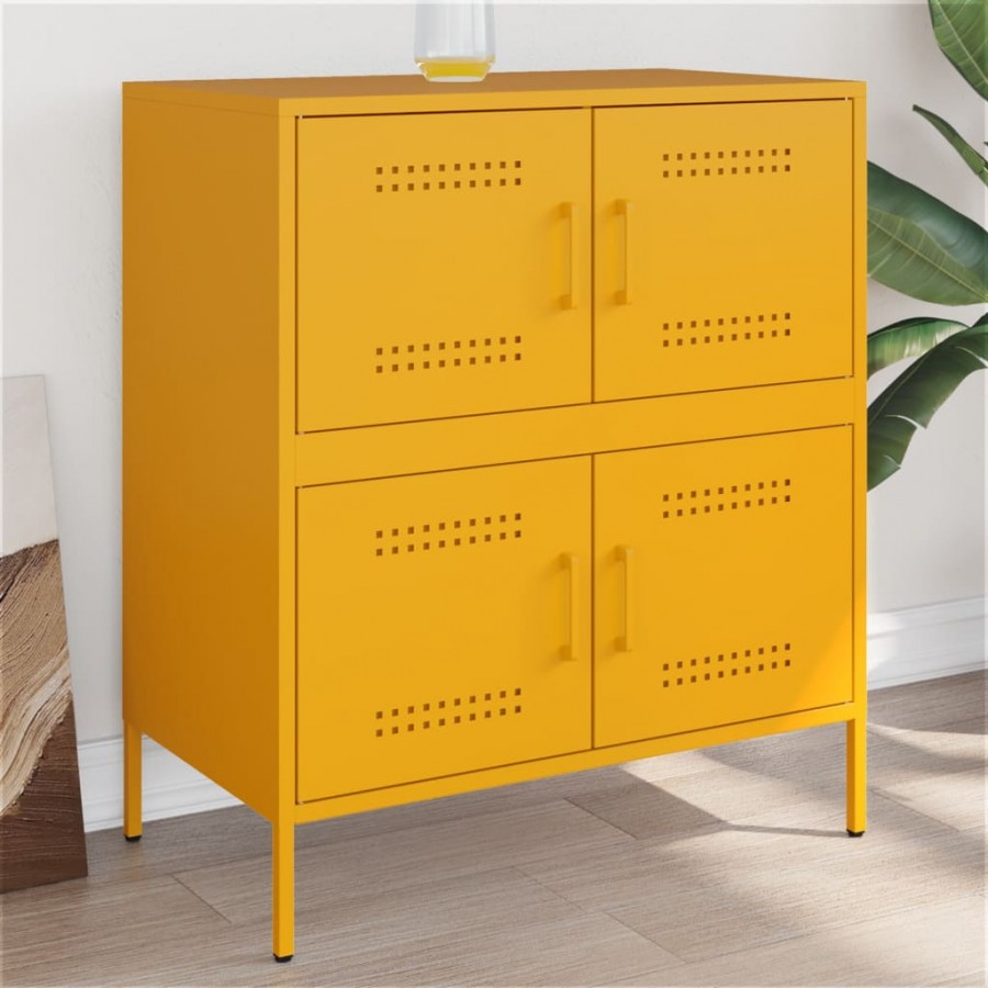 Buffet jaune moutarde 68x39x79 cm acier