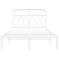 Cadre de lit métal sans matelas et tête de lit blanc 120x200 cm