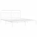 Cadre de lit métal sans matelas et tête de lit blanc 193x203 cm