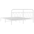 Cadre de lit métal sans matelas et tête de lit blanc 193x203 cm