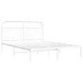 Cadre de lit métal sans matelas et tête de lit blanc 140x190 cm