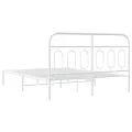 Cadre de lit métal sans matelas et tête de lit blanc 140x190 cm