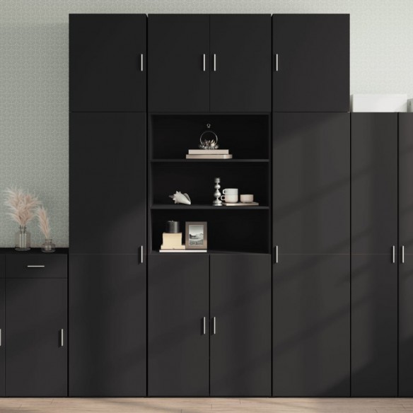 Buffet haut noir 80x42,5x249 cm bois d'ingénierie