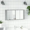 Armoire à miroir à LED de bain gris sonoma 100x12x45 cm