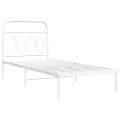 Cadre de lit métal sans matelas avec tête de lit blanc 90x190cm