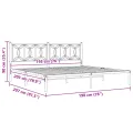 Cadre de lit métal sans matelas et tête de lit blanc 193x203 cm
