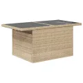 Table de jardin dessus en verre beige 100x55x73 cm poly rotin