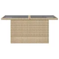 Table de jardin dessus en verre beige 100x55x73 cm poly rotin