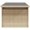 Table de jardin dessus en verre beige 100x55x73 cm poly rotin