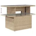 Table de jardin dessus en verre beige 100x55x73 cm poly rotin