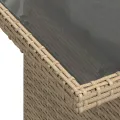 Table de jardin dessus en verre beige 100x55x73 cm poly rotin
