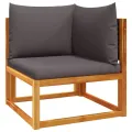 Canapé d'angle de jardin avec coussins bois massif d'acacia