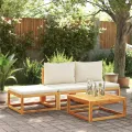Repose-pied de jardin avec coussins bois massif d'acacia