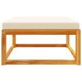 Repose-pied de jardin avec coussins bois massif d'acacia