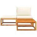 Salon de jardin avec coussins 3 pcs bois massif d'acacia