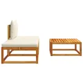 Salon de jardin avec coussins 3 pcs bois massif d'acacia