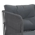 Canapé de jardin avec coussins forme de L noir acier textilène