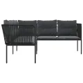 Canapé de jardin avec coussins forme de L noir acier textilène