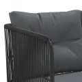 Canapé de jardin avec coussins forme de L noir acier textilène