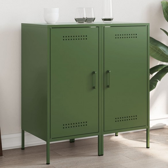 Buffets 2 pcs vert olive 36x39x79 cm acier