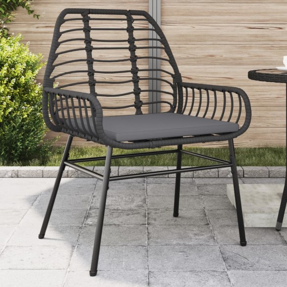 Chaises de jardin lot de 2 avec coussins noir résine tressée