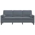 Canapé 3 places avec oreillers gris foncé 180 cm velours