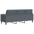 Canapé 3 places avec oreillers gris foncé 180 cm velours