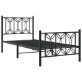 Cadre de lit métal sans matelas avec pied de lit noir 75x190 cm