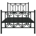 Cadre de lit métal sans matelas avec pied de lit noir 75x190 cm