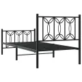 Cadre de lit métal sans matelas avec pied de lit noir 75x190 cm