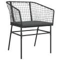 Chaises de jardin lot de 2 avec coussins noir résine tressée