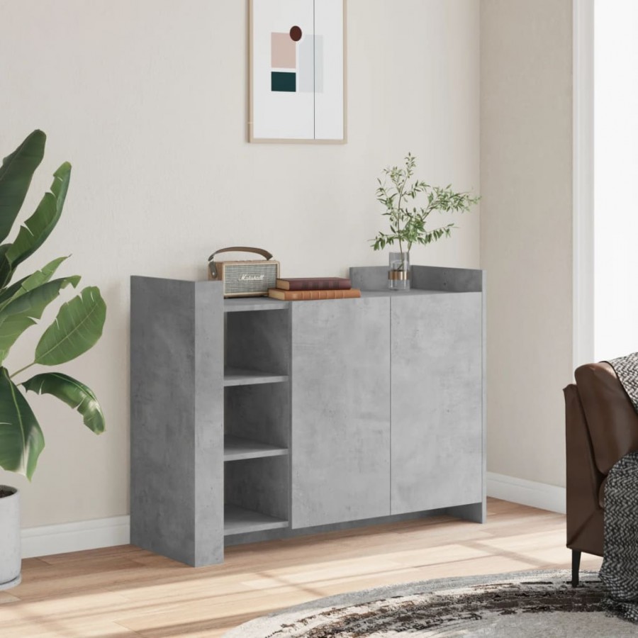 Buffet gris béton 100x35x75 cm bois d'ingénierie