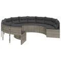 Canapé de jardin avec table coussins rond gris résine tressée