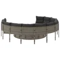 Canapé de jardin avec table coussins rond gris résine tressée
