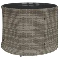 Canapé de jardin avec table coussins rond gris résine tressée