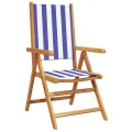 Chaises de jardin lot de 2 bleu/blanc bois acacia massif tissu