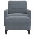 Fauteuil avec repose-pied Gris foncé 60 cm Velours