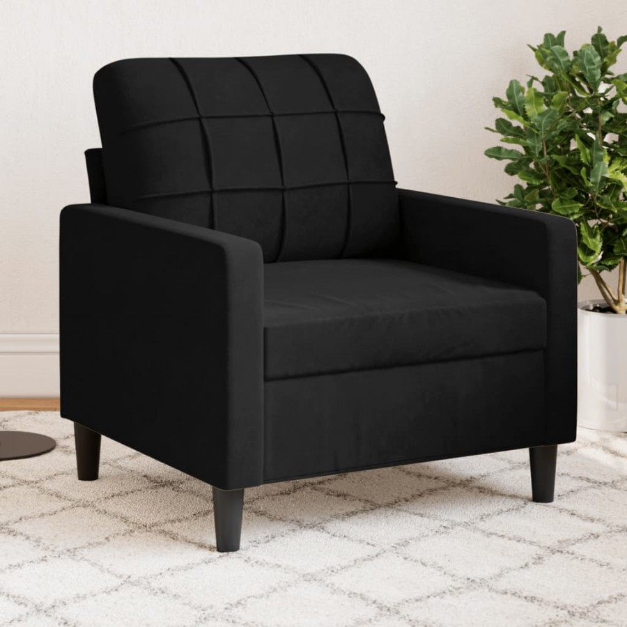 Fauteuil Noir 60 cm Velours